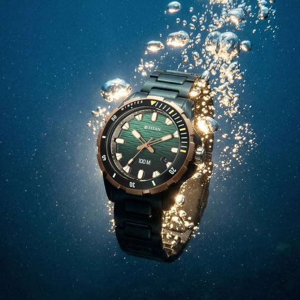 Titan Zero Hour Diver's 100m Blue Dial Black Stainless ...