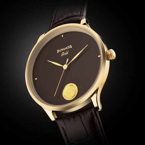 Sonata Gold Regal Maroon Dial With 22 Karat Gold Coin o...