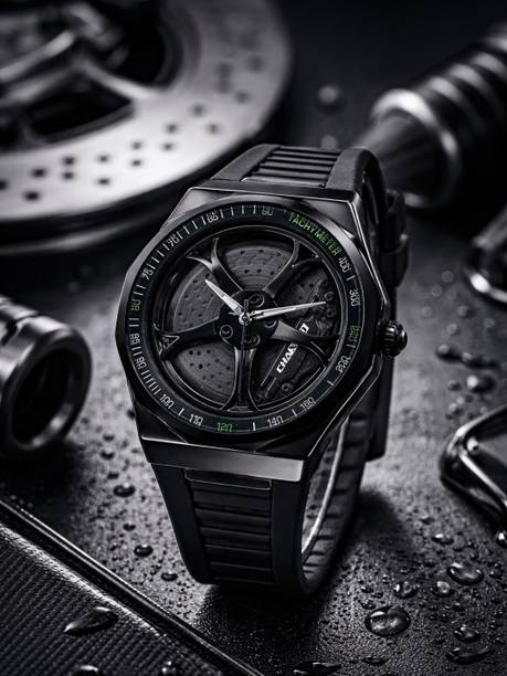 Black Dial Black Silicone Strap Analog Watch - For Men...