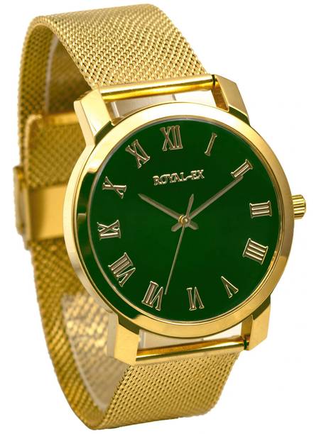 Analog Watch - For Men Gold Watch With Green Dial N Ro...