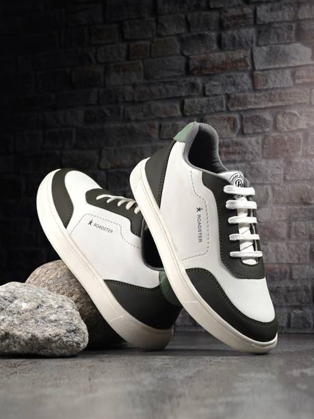 Roadster Men Black Faux Leather Casual Lace Up Sneakers...