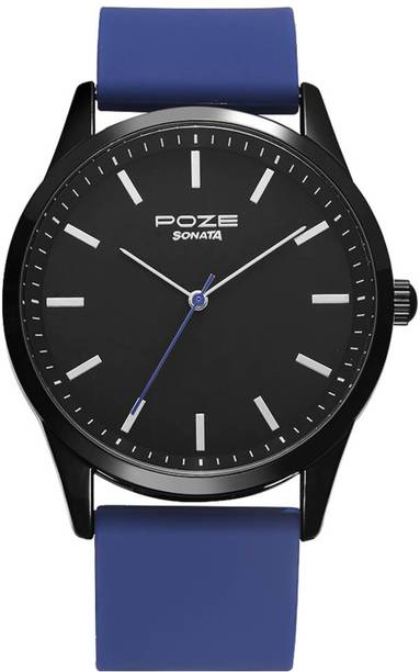 Poze by Sonata Quartz Analog Black Dial Silicone Strap ...