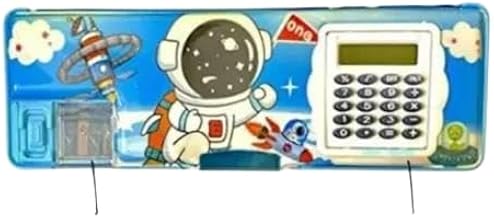Blue Space-Themed Calculator Pencil Box for Kids|Portable, Stylish, Multipurpose, Long-Lasting MaterialSL_222