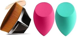 Makeup Brush with 2 Makeup Sponges 2-in-1 Makeup Brush and Sponge Set Combo for Daily Makeup Use