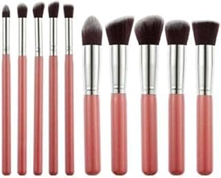 Premium Synthetic Makeup Brush Set of 10 Cosmetics Foundation Blending Blush Eyeliner Face Powder Brush Kit (Pink)