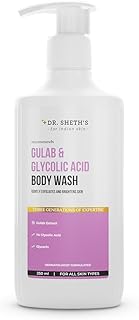 Dr. Sheth's Gulab & Glycolic Acid Exfoliating Body Wash | For Smoother, Even-Toned Skin | With Glycolic Acid & Gulab Extract | For Unisex | 250 Ml