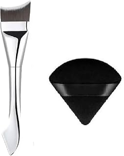 Flat Foundation Brush for Liquid Makeup Foundations Brush Set for Liquid, Cream Foundations Concealer Brush Makeup Brush With Pizza Puff.