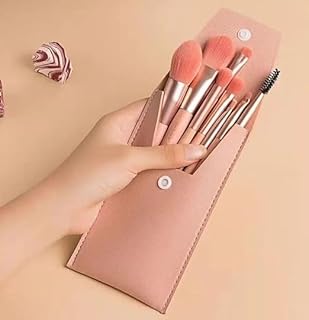 Brushes with Bag, 8PCS Professional Makeup Brush Set, Travel Size Cosmetic Brushes Kit for Face Foundation Blush Eye Shadow, Wooden Handle Synthetic B