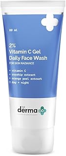 The Derma Co 2% Vitamin C Gel Daily Face Wash with Vitamin C, Rosehip & Orange Peel Extract for Glowing Skin I Brightens & Evens Skin Tone I Anti-Oxid