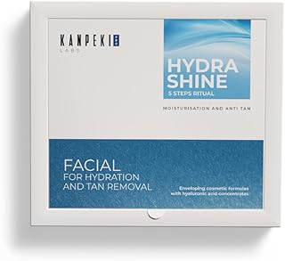 Kanpeki Hydra Shine 5-Step Facial Kit | Deep Hydration & Glow | With Shea Butter, Algae & Vitamin A | For Dry & Normal Skin | Brightening & Moisturizi