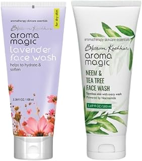 Aroma Magic Face Wash Combo - Lavender (100ml) & Neem & Tea Tree with 5% Niacinamide (100ml) | For Dry, Oily & Acne-Prone Skin | Hydrating & Anti-Acne