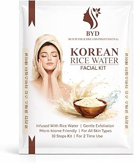BYD PROFESSIONAL Korean Rice Water Facial Kit | Micro-Biome Friendly | Gentle Exfoliation | Infused with Fermented Rice Water | 10 Step Facial for All