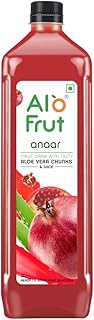 Alo Frut Anaar Aloevera Chunks & Juice 1000 ml (Pack of 12) - 1 Case | Fruit Juice With Aloevera | Healthy Ready To Serve Drink