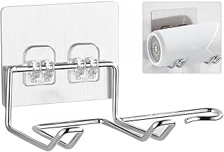 HASTHIP® Hair Dryer Holder Wall Mount Stand, Bathroom Self Adhesive Waterproof Dryer Rack Organizer Hanger Suitable for Most Hair Dryer Models and Bru