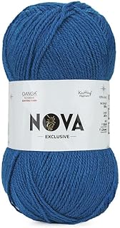 Ganga Acrowools Acrylic NOVA Exclusive Knitting Yarn Pack of 1 Ball 100 gm Each Shade No - NOV019, Persian Blue