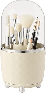Soko 360° Dustproof Rotating Makeup Brush Set Holder with Lid, Luxury Lipstick/Skin Care Products Storage Box, 6 Slot Vanity Cosmetic Organiser Stand