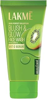 Lakme Blush & Glow Kiwi Refreshing Gel Face Wash 100 g|| With 100% Natural Fruit for Glowing Skin - Daily Gentle Exfoliating Facial Cleanser