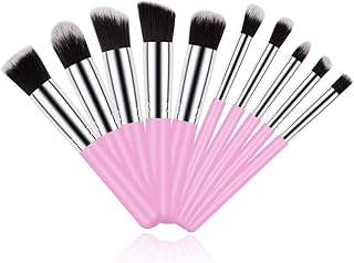 Makeup Brushes 10Pcs Ultra Soft Dense Hair Brush set Contains Eyeshadow large powder Flat Foundation Ultimate Blending Make up Brush set Blush Face co