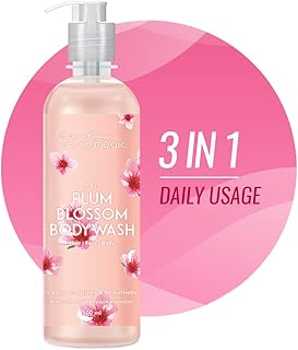 Aroma Magic 3 in 1 Plum Blossom Body Wash | Cleanses & nourishes skin, mattifies & revives dullness with Apple cider vinegar, grapefruit & clary sage
