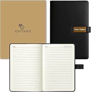 Giftana Personalized Diary with Name, Customized Leather Diaries with Magnetic Overlap Lock,192 Pages, Personalised A5 Notebook Diary, New Year Corpor