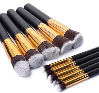10Pcs Makeup Brush Set, Foundation Brush, Premium Cosmetic Brush Set Foundation Powder Blending Concealer Eye shadows Blush Brushes with Organizer Bag