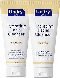 Undry Hydrating Facial Cleanser for Dry Skin | With Pro-Vitamin B5, Niacinamide & Glycerin | Dermatologically Tested Gentle Deep-Cleansing Face Wash |