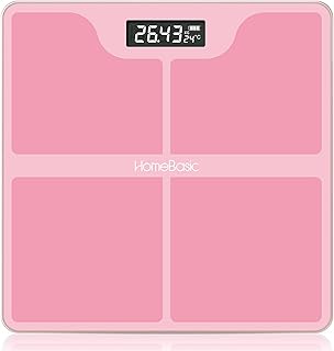 HOMEBASIC Digital Weight Machine for Body Weight| Weighing Scale with Toughened Glass| 180kg Capacity, 4 Unit Modes, 1g High Accuracy, Step-On Feature