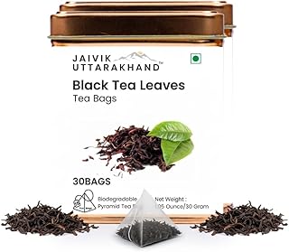 Jaivik Uttarakhand - Unblended Single Origin Black Tea Bags (15), Natural Drink for Health, Pack of 2 Tin Can