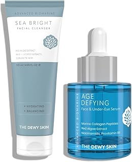 Hydrating, Firming & Brightening Skincare Combo | Age Defying Face & Under-Eye Serum (30ml) + Sea Bright Facial Cleanser (120ml) | Anti-Aging Serum wi