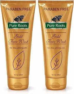 Pure Roots Gold Face Wash for Glowing Skin | Pack of 2 (100ml Each) | Deep Cleansing & Hydrating Cleanser | pH Balanced, Paraben-Free Face Wash for Me