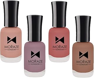 Moraze Nail Polish Combo Pack of 4 for Women | Quick Dry Long Lasting Nail Paint | Glossy Finish Chip Resistant | Nude Nail Colors Set