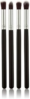 Eye Makeup Brush Set, 4 Piece, Black and Silver, Professional Eyeshadow Blending Brushes