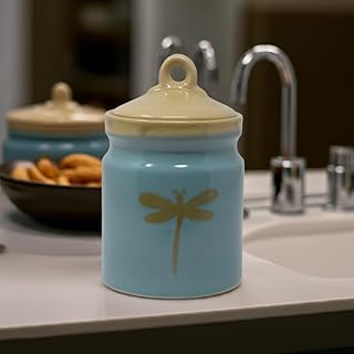 The Himalayan Goods Company - 1000 ml or 1kg Ceramic Handi, Utility Box, Tea Coffee & Sugar Spice Container, Pickle & Salt Pepper Barnie Jar (Olive Gr