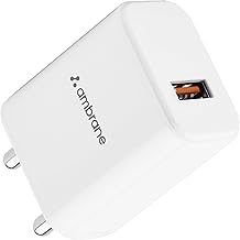Ambrane 18W Wall Charger USB Port, Quick Charge 3.0, BoostedSpeed Mobile Charger Adapter Fast Charging, Compatible with Android Mobile, Headphones, TW