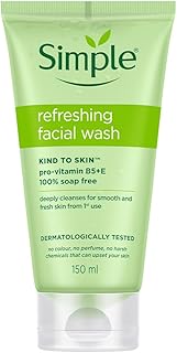 Simple Kind To Skin Refreshing Facial Wash 150 ml | 100% Soap-Free Facewash that doesn't dry out your skin| For All Skin Types