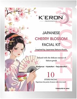 K'ERON Professional Japanese Cherry Blossom Facial Kit, 10 Steps Sakura Ritual, All Skin Types, 200g, Radiance and Hydration Treatment