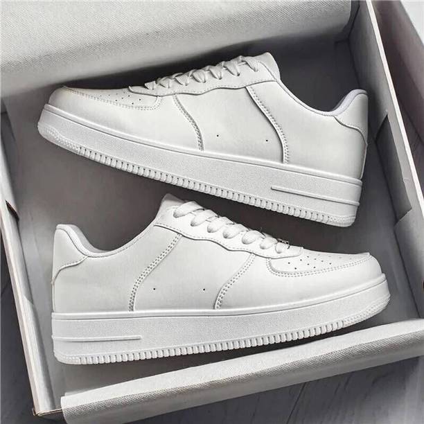 Men White Casual Sneakers | Stylish Lace-Up Streetwear ...