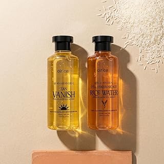Glow Duo Premium Body Wash, Rice Water with 0.5% Hyaluronic Acid and Tan Vanish, 200ml Each, Pack of 2