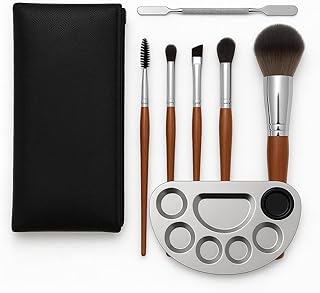 Coslifestore Professional Premium synthetic Makeup Brush Set - Eyes Face Lip brushes for eyeshadow blush foundation- Pack of 5 with case & Stainless S