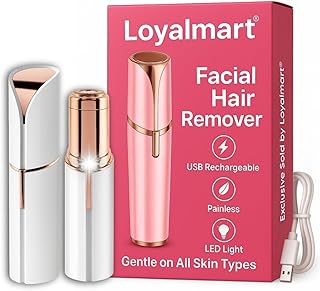 Rechargeable Painless Facial Hair Remover for Women with Light and USB, Eyebrow Trimmer, Upper Lip Shaver, Cheek, Chin, Nose and Face Hair Removal Too