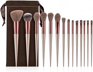 Makeup Brush Set 13 Piece with Portable Cloth Pouch, Professional Cosmetic Brushes Kit for Foundation Powder Blush Contour & Eyeshadow, Soft Synthetic