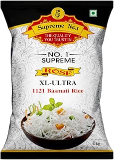 Supreme No.1 Ultra XL 1121 Basmati Rice | Extra Long Grain Biryani Rice | Rich Natural Aroma | Premium Non-Sticky Texture (1 kg)
