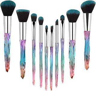UCRAVO Professional Makeup Brush Set (10 PCS) Crystal Diamond Handle Makeup Brushes with Ultra-Soft Synthetic Bristles for Foundation, Blush, Eyeshado
