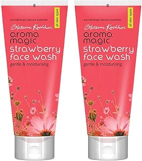 Aroma Magic Moisturizing Strawberry Face Wash | with Aloe Vera Extract & Ylang Ylang Essential Oil | All Skin - 100 ml | For men & women | Pack of 2