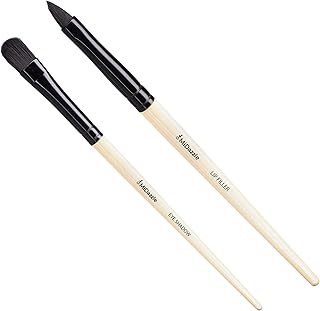 Midazzle Premium Wooden Eye Shadow Brush with Premium Wooden Lip Liner Brush Makeup Brush for Makeup Beauty with Smooth Soft Hair Bristles Natural Han