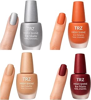 Ice Matte Nail Polish Combo Pack of 4 for Women & Girls – Long Lasting Quick Dry Matte Finish Nail Paint Set, Frosty Ice Shades, Smooth Application, C