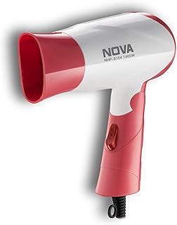 Nova NHP-8104 1400 Watts Compact Hair Dryer (White/Pink)