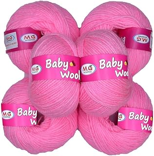 M.G Enterprise 100% Acrylic Wool Deep Pink (6 pc) Smart Baby 4 ply Wool Ball Hand Knitting Wool/Art Craft Soft Fingering Crochet Hook Yarn, Needle Kni