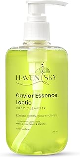 Caviar Essence Lactic Body Cleanser | Gentle Exfoliating Body Wash with Lactic Acid, Green Caviar & Matcha | Hydrating & Glow Body Cleanser | For All