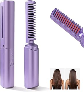 ANGENIL Wireless Hair Straightening Brush | Rechargeable Hair Straightener Brush For Women | Cordless Heat Straightener Comb, Electric Hair Brush Stra